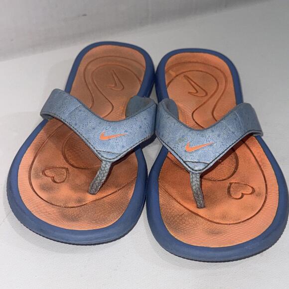 Nike 2007 Multicolor Comfort Footbed Logo Casual Athletic Flip Flops Size 6Y - Picture 5 of 14